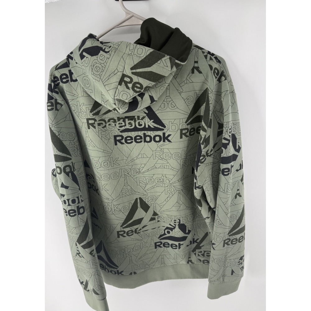 Men's Reebok Green & Black Allover Logo Unwind Hoodie Size L SEE PICS - Picture 11 of 16